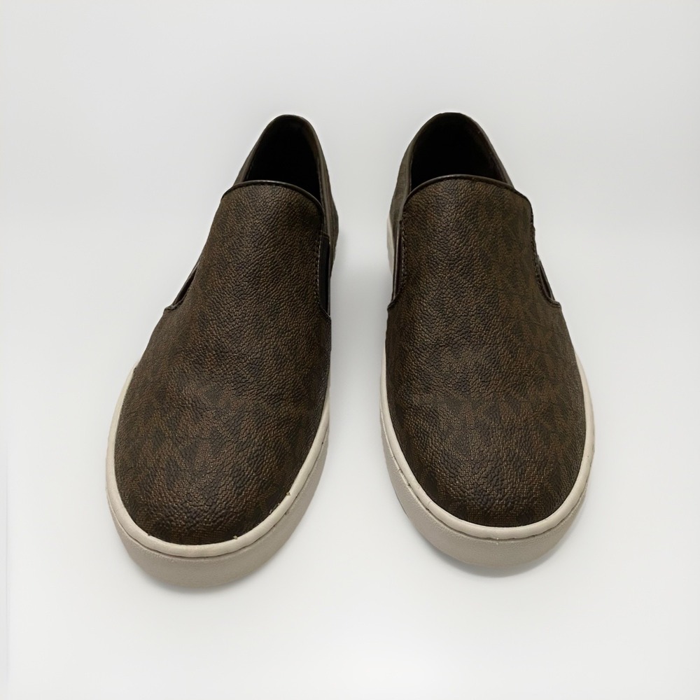 Michael Kors MK Logo Slip On Sneakers Size 8.5‎ Brown Logo Women's Shoes Low Top